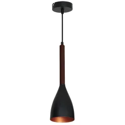Luminex Metall Hängelampe Schwarz Gold mit Holz Ø11cm MUZA< Hängelampen|Esszimmer Lampen