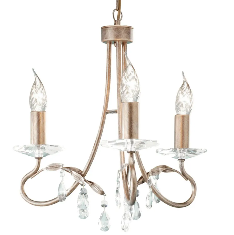 Elstead Metall Kronleuchter in Silber Gold Ø36cm mit Kristall< Hängelampen|Esszimmer Lampen