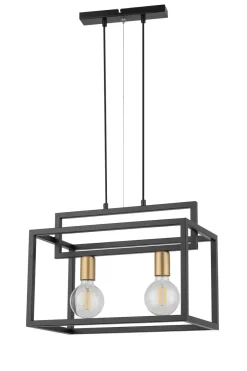 Sigma Metall Pendelleuchte Gold Schwarz L:45 cm E27 2-flammig< Wohnzimmerlampen|Esszimmer Lampen