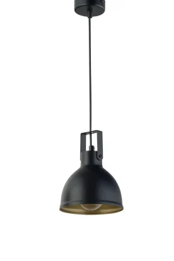 Sigma Metall Pendelleuchte Schwarz Gold rund Ø15 cm E27< Hängelampen|Industrie Lampen