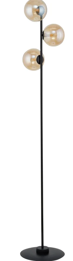 Sigma Metall Stehlampe Schwarz Bernstein Glas G9 161 cm groß< Wohnzimmerlampen|Glaslampen