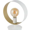 Moderne Lampen|Designerlampen*Sigma Metall Tischlampe Weiß Gold Ring Ø25 cm H:32 cm