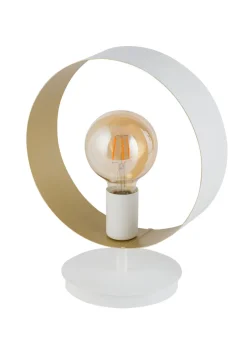Moderne Lampen|Designerlampen*Sigma Metall Tischlampe Weiß Gold Ring Ø25 cm H:32 cm