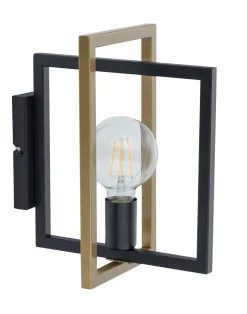 Sigma Metall Wandleuchte Schwarz Gold Modern E27 T:28 cm< Wandleuchten|Flurlampen