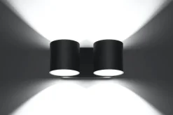 Wandleuchten|Flurlampen*Sollux Metall Wandleuchte Schwarz B:26cm H:12cm Modern 2x G9