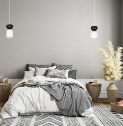 Belis Minimalistische Hängelampe Weiß Schwarz E27 Ø11 cm rund< Hängelampen|Bürolampen