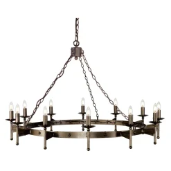 Elstead Mittelalterlicher Kronleuchter Schmiedeeisen groß Ø1,3m< Metall Lampen|Designerlampen