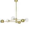 Jupiter Moderne Deckenlampe Metall Glas in Gold 6-flmg L:94 cm< Deckenleuchten|Bürolampen