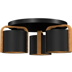 Deckenleuchten|Bürolampen*Luminex Moderne Deckenleuchte Stoff Holz Metall E27 B:47 cm