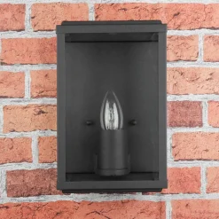 Außenwandleuchten|Rustikale Lampen*Searchlight Moderne eckige Außenwandleuchte Schwarz