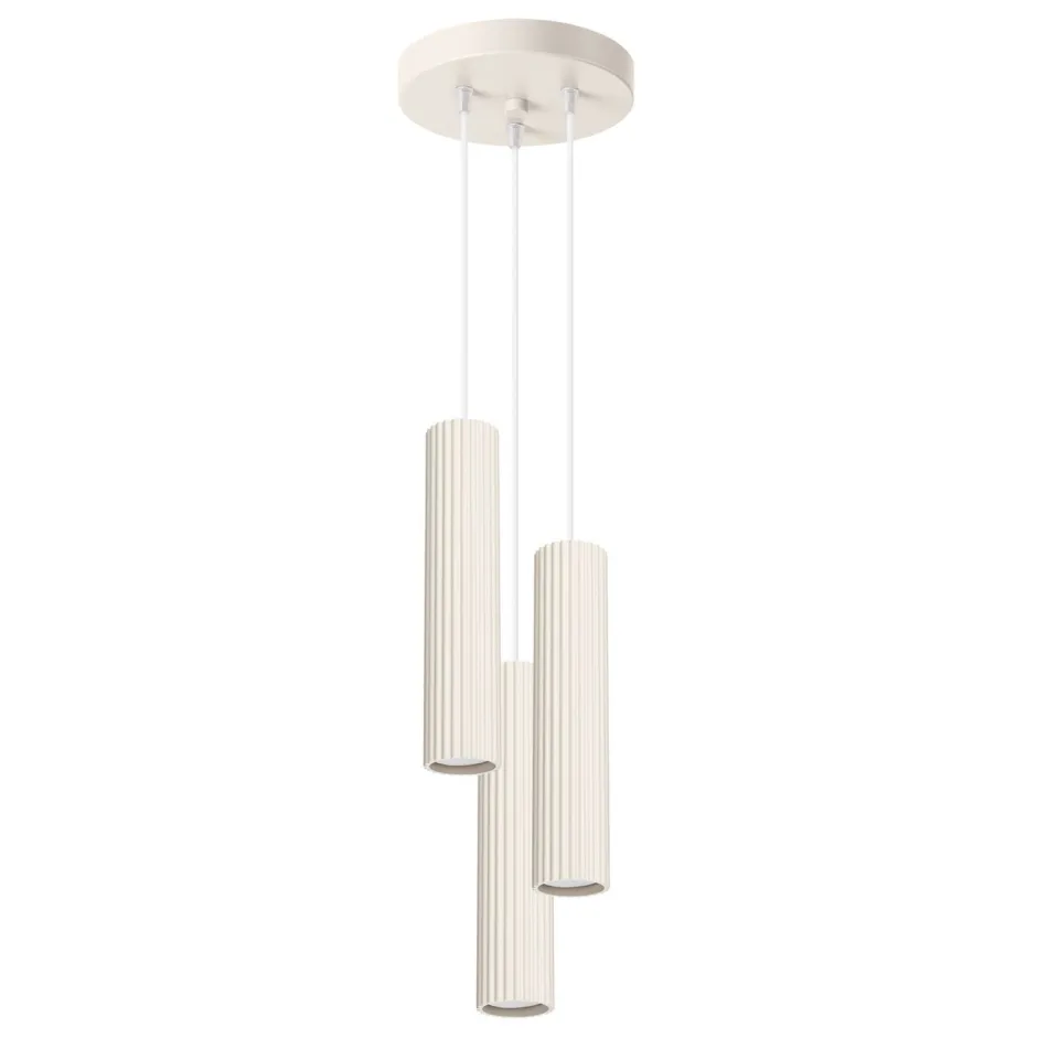 Hängelampen|Bürolampen*Sollux Moderne Hängelampe in Creme 3-flammig GU10 schmal Ø 19,5 cm