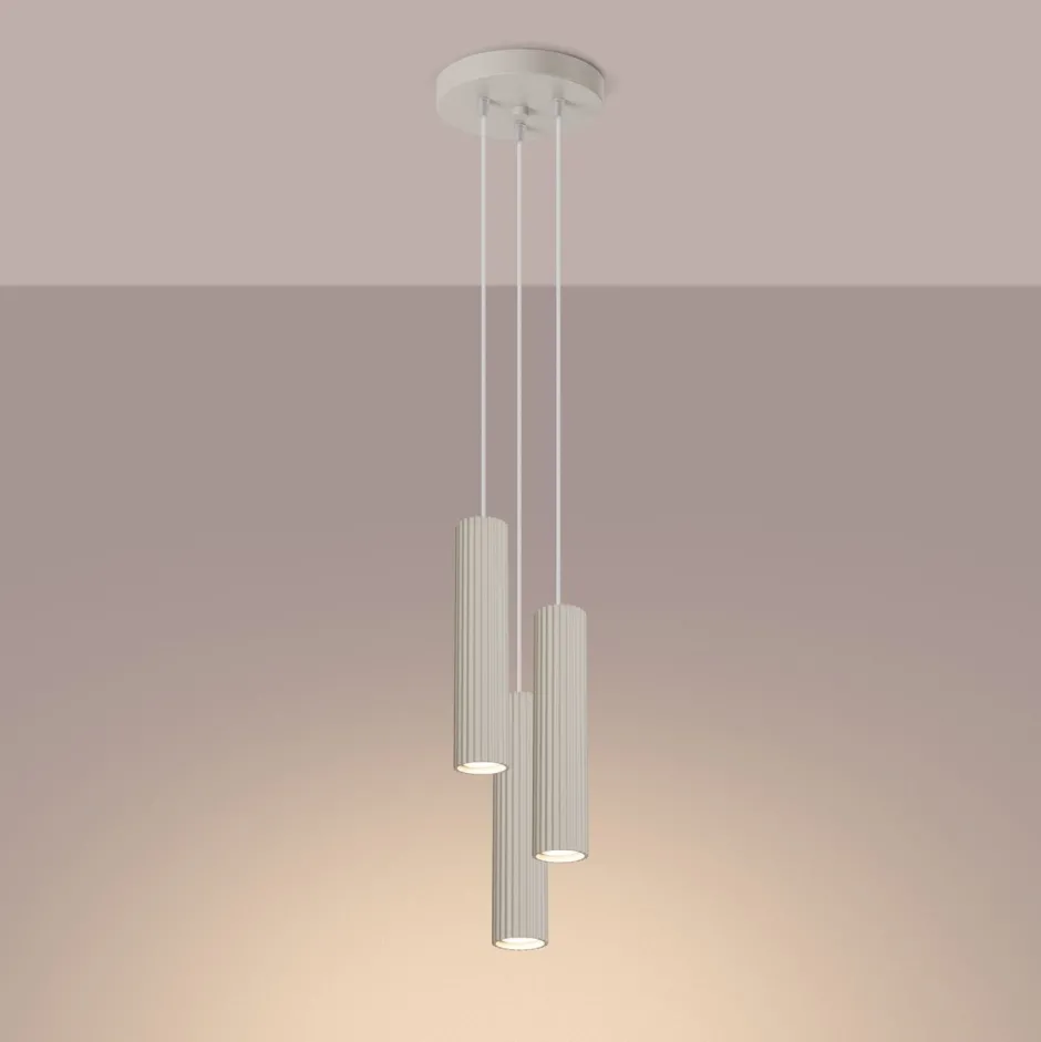 Hängelampen|Bürolampen*Sollux Moderne Hängelampe in Creme 3-flammig GU10 schmal Ø 19,5 cm
