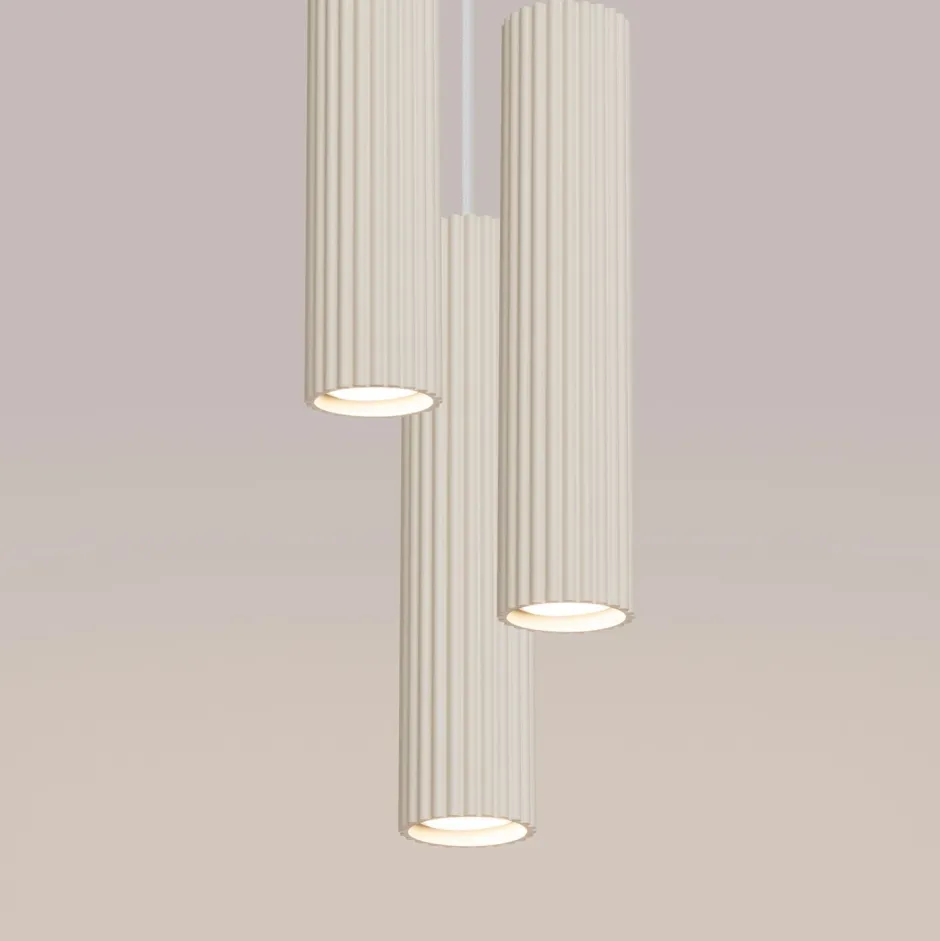 Hängelampen|Bürolampen*Sollux Moderne Hängelampe in Creme 3-flammig GU10 schmal Ø 19,5 cm