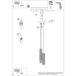 Hängelampen|Bürolampen*Sollux Moderne Hängelampe in Creme 3-flammig GU10 schmal Ø 19,5 cm