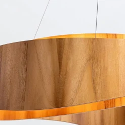 Hängelampen|Bürolampen*Elstead Moderne Hängelampe LED rund Ø 80 cm groß Teak Holz Furnier
