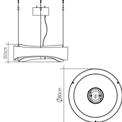 Hängelampen|Bürolampen*Elstead Moderne Hängelampe LED rund Ø 80 cm groß Teak Holz Furnier