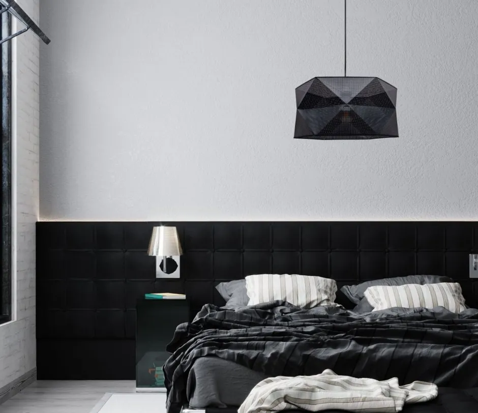 Wohnzimmerlampen|Stofflampen*Belis Moderne Hängelampe Stoff blendarm E27 L:70 Schwarz