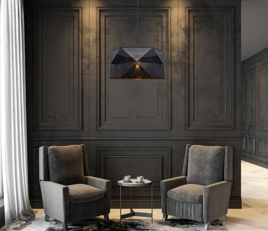 Wohnzimmerlampen|Stofflampen*Belis Moderne Hängelampe Stoff blendarm E27 L:70 Schwarz