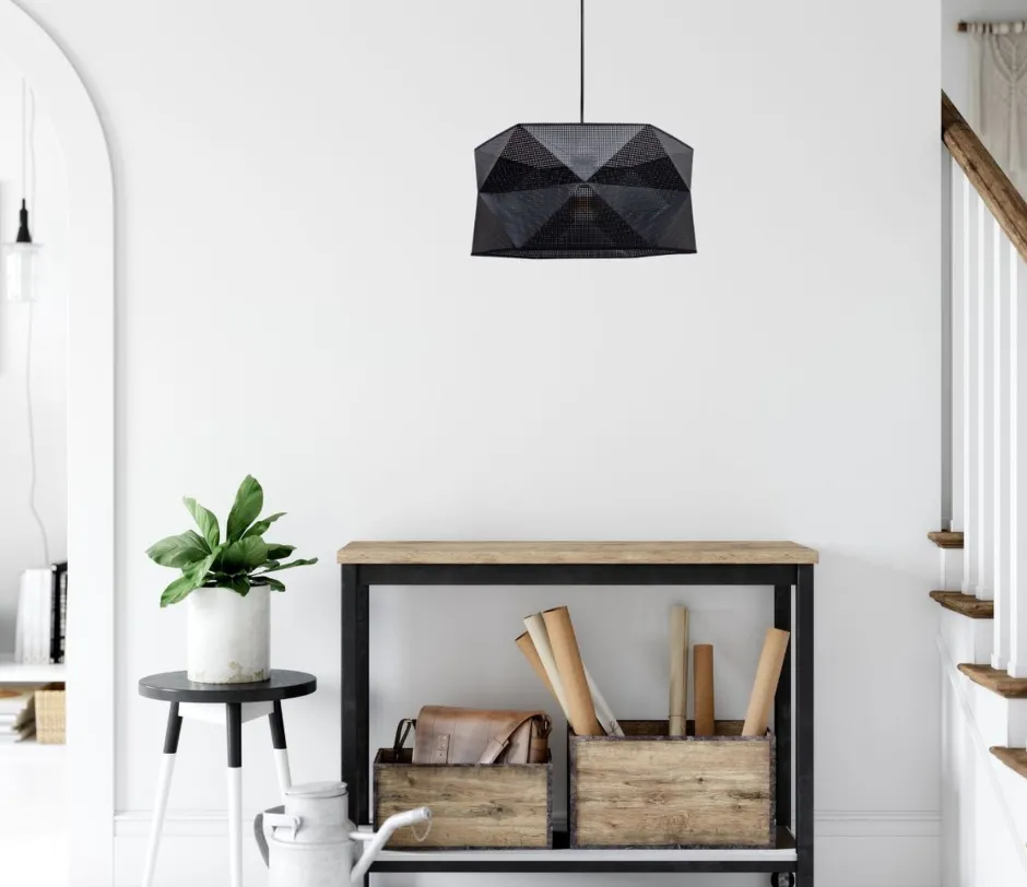 Wohnzimmerlampen|Stofflampen*Belis Moderne Hängelampe Stoff blendarm E27 L:70 Schwarz