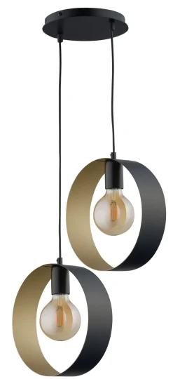 Hängelampen|Moderne Lampen*Sigma Moderne Hängeleuchte 2-flammig Schwarz Gold E27 L:38 cm