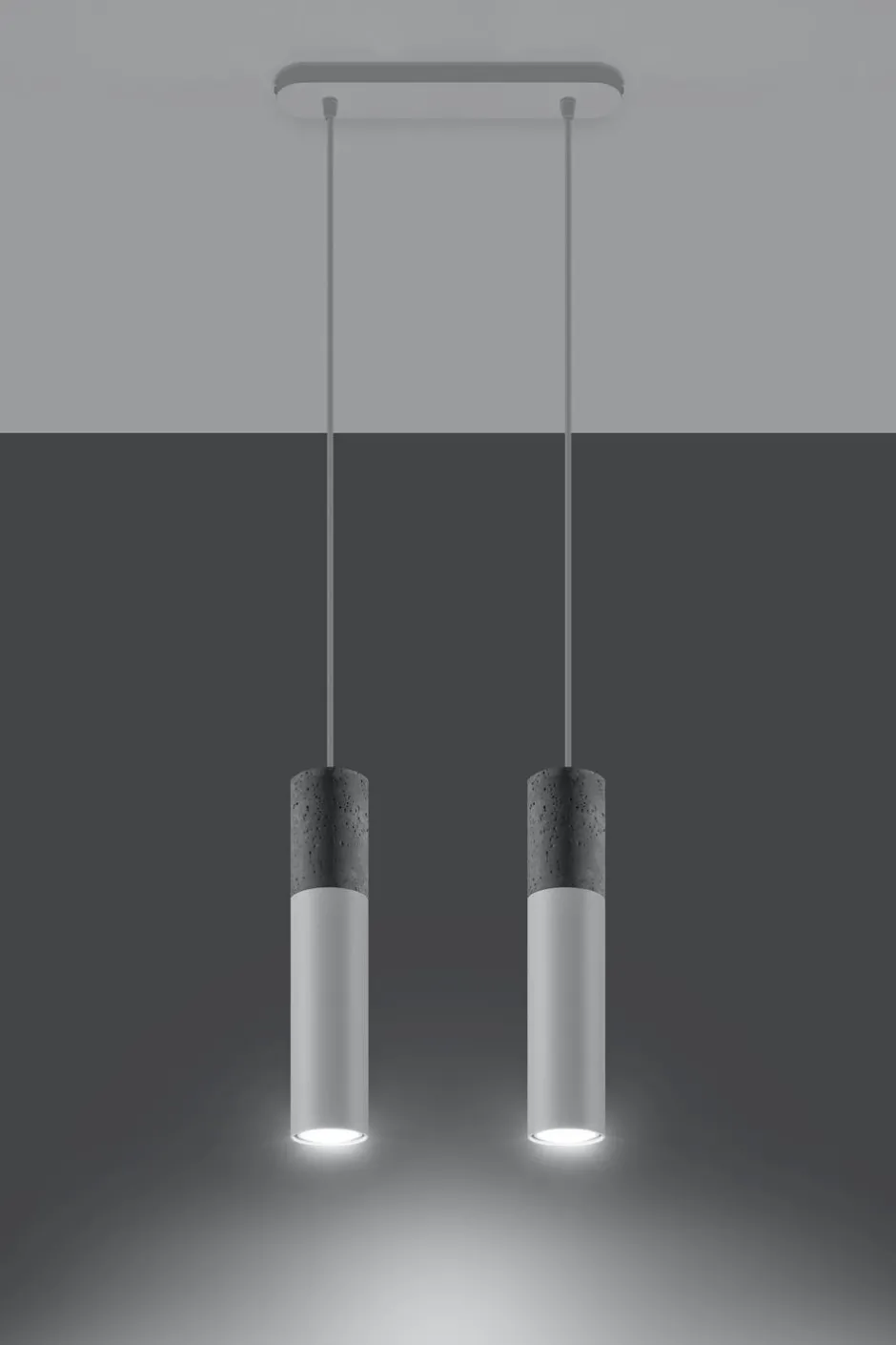 Sollux Moderne Hängeleuchte Metall Beton 2-flammig GU10< Wohnzimmerlampen|Moderne Lampen