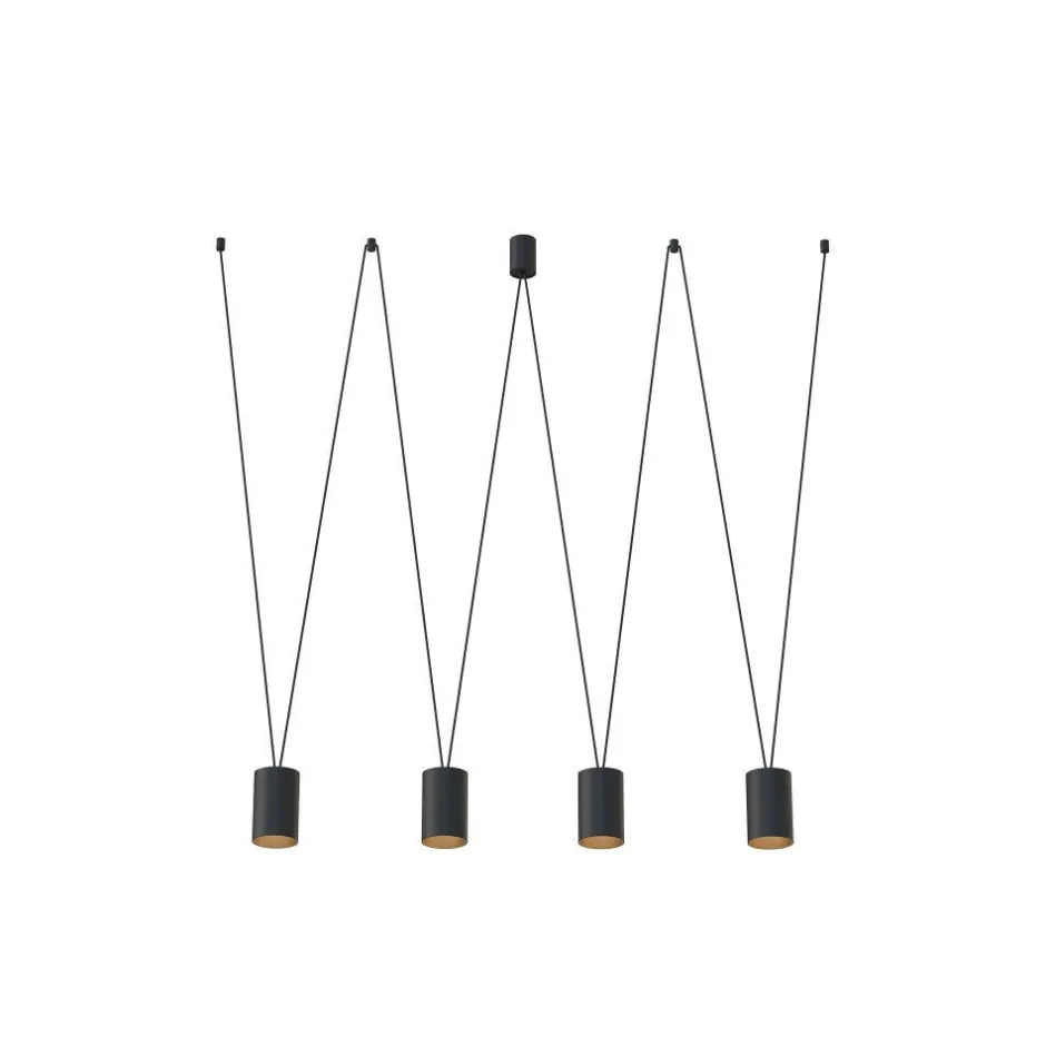 Hängelampen|Esszimmer Lampen*Nowodvorski Moderne Hängeleuchte Schwarz Gold L: max. 2 m 4x GU10