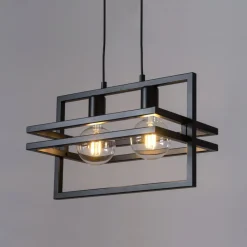 Hängelampen|Moderne Lampen*Sigma Moderne Hängeleuchte Schwarz Metall E27 2-flammig