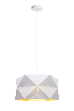 Belis Moderne Hängeleuchte Stoff blendarm E27 L:70 Weiß Beige< Hängelampen|Bürolampen