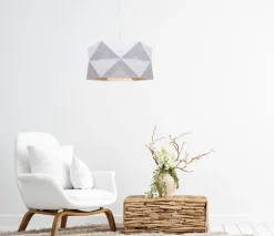 Belis Moderne Hängeleuchte Stoff blendarm E27 L:70 Weiß Beige< Hängelampen|Bürolampen