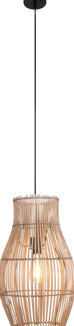 Wohnzimmerlampen|Metall Lampen*Eco-Light Moderne Pendelleuchte Bambus Natur Schwarz Ø30 cm E27