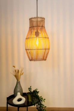 Wohnzimmerlampen|Metall Lampen*Eco-Light Moderne Pendelleuchte Bambus Natur Schwarz Ø30 cm E27