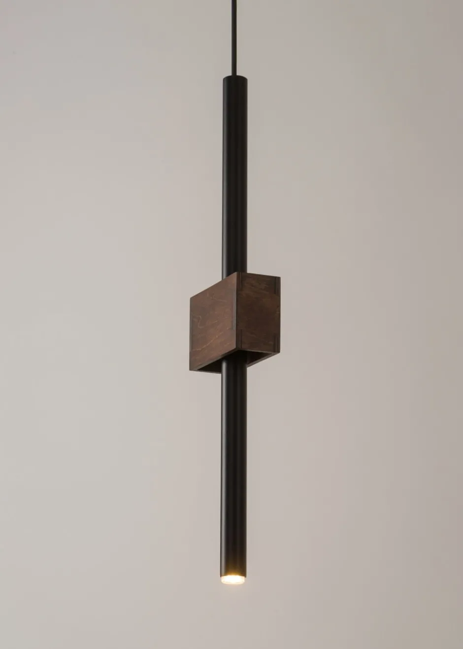 Hängelampen|Moderne Lampen*Sigma Moderne Pendelleuchte Metall Holz Schwarz G9 wohnlich