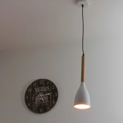 Luminex Moderne Pendelleuchte MUZA Weiß Metall Holz Gold< Hängelampen|Esszimmer Lampen