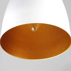 Luminex Moderne Pendelleuchte MUZA Weiß Metall Holz Gold< Hängelampen|Esszimmer Lampen