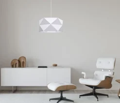 Belis Moderne Pendelleuchte Stoff blendarm E27 L:70 Weiß< Hängelampen|Bürolampen