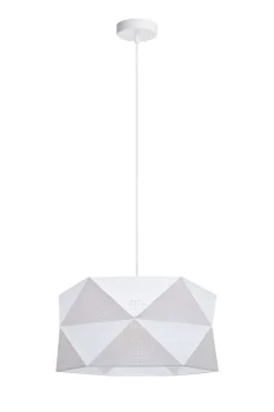 Belis Moderne Pendelleuchte Stoff blendarm E27 L:70 Weiß Gold< Hängelampen|Bürolampen