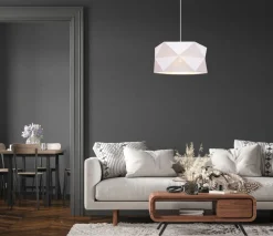 Belis Moderne Pendelleuchte Stoff blendarm E27 L:70 Weiß Gold< Hängelampen|Bürolampen