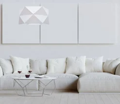 Belis Moderne Pendelleuchte Stoff blendarm E27 L:70 Weiß Gold< Hängelampen|Bürolampen