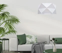 Belis Moderne Pendelleuchte Stoff blendarm E27 L:70 Weiß Gold< Hängelampen|Bürolampen