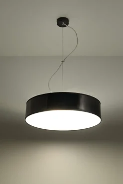 Hängelampen|Esszimmer Lampen*Sollux Moderne runde Pendelleuchte ATIS in Schwarz