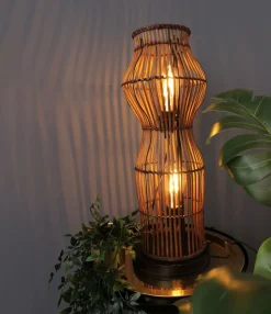 Eco-Light Moderne Stehlampe Bambus Natur Schwarz E27 60 cm klein< Wohnzimmerlampen|Metall Lampen