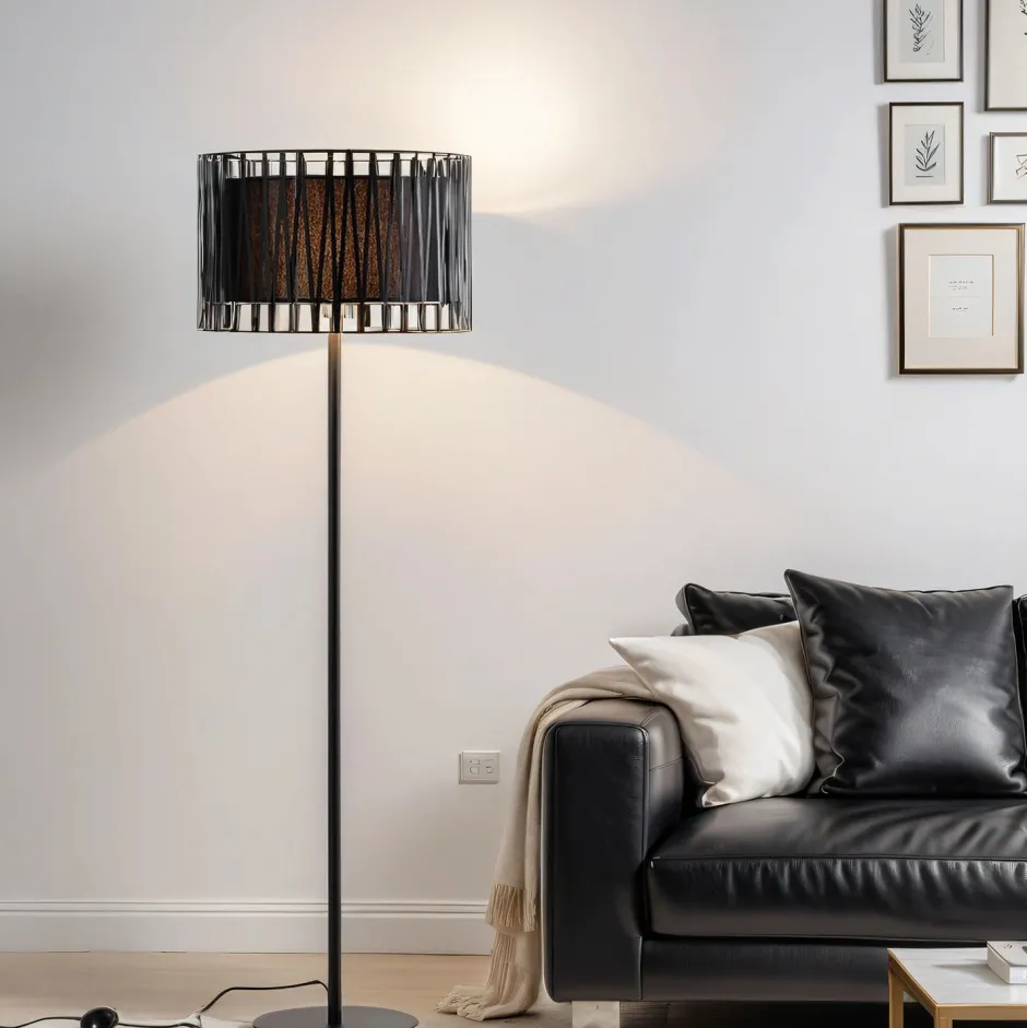 TK Lighting Moderne Stehlampe Schwarz Metall rund 145 cm< Moderne Lampen|Stehlampen