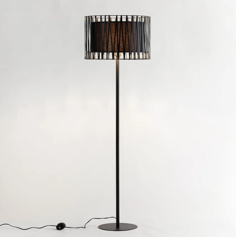 TK Lighting Moderne Stehlampe Schwarz Metall rund 145 cm< Moderne Lampen|Stehlampen