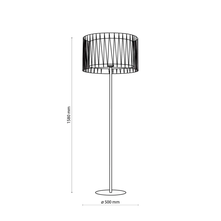 TK Lighting Moderne Stehlampe Schwarz Metall rund 145 cm< Moderne Lampen|Stehlampen