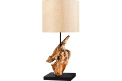 Tischlampen|Schlafzimmer Lampen*Invicta Interior Moderne Tischleuchte blendarm Stoff Holz E27 58 cm groß