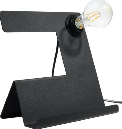Sollux Moderne Tischleuchte mit Ablage Schwarz Metall für E27< Wohnzimmerlampen|Moderne Lampen