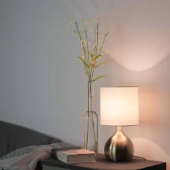 Searchlight Moderne Touch Tischleuchte E14 Touchdimmer Weiß< Wohnzimmerlampen|Stofflampen