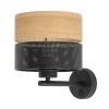TK Lighting Moderne Wandlampe mit Schalter E27 Schwarz Natur Holz Optik< Wandleuchten|Schlafzimmer Lampen