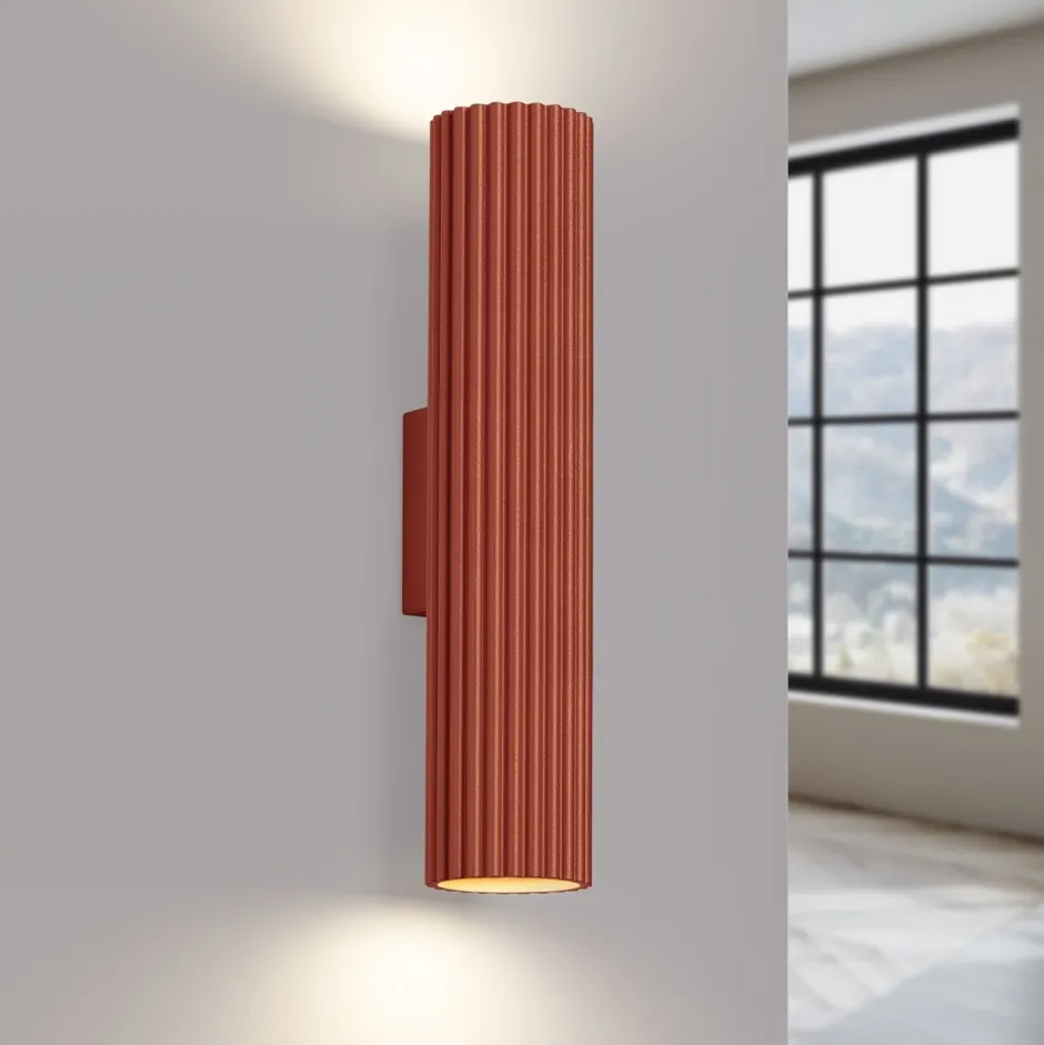 Sollux Moderne Wandlampe Up Down H: 30 cm Rot GU10 2-flammig Alu< Flurlampen|Wohnzimmerlampen
