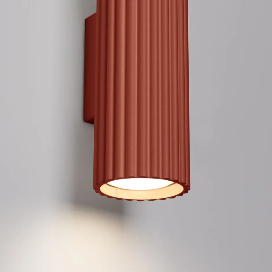 Sollux Moderne Wandlampe Up Down H: 30 cm Rot GU10 2-flammig Alu< Flurlampen|Wohnzimmerlampen